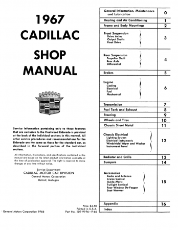 Sevicemanual Cadillac 1967