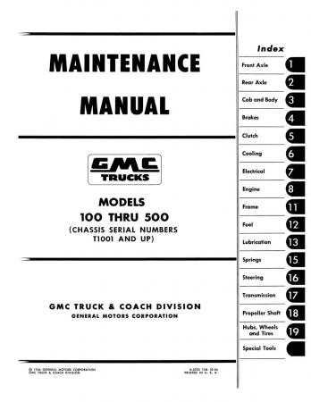 1957 - 1959 GMC Truck Maintenance Manual 100 - 500 Models