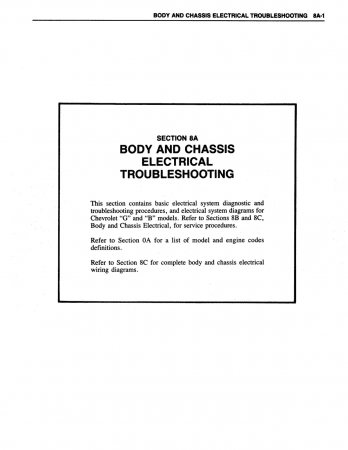 1983 Chevrolet Electrical Troubleshooting Shop Manual Supplement