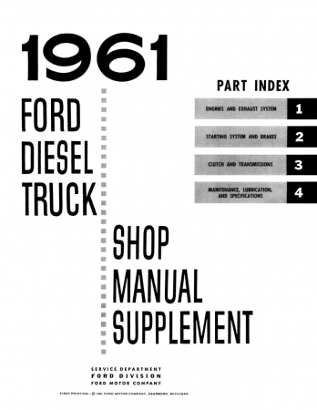 1961 Ford Diesel Truck Shop Manual Supplement