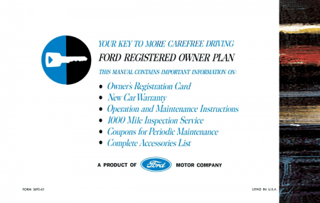 1962 Ford Car Owner's Manual Instruktionsbok