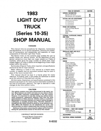 1983 GMC Light Duty Trucks Service Manual