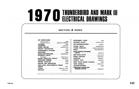 1970 Ford Thunderbird and Mark III Wiring and Vacuum Diagrams Manual