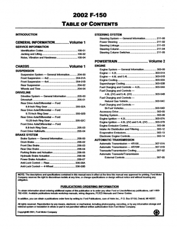 2002 Ford F-150 Truck Service Manual
