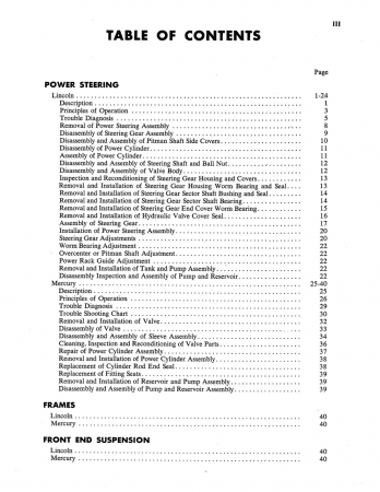1953 Lincoln and Mercury Body-Chassis Repair and Adjustment Manual Supplement