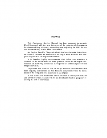 1962 Ford Falcon / Comet Carburetor Shop Manual