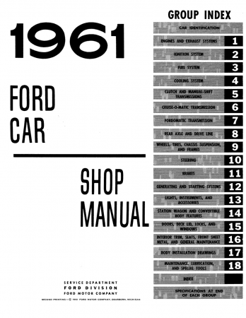 1960 Ford Car Shop Manual
