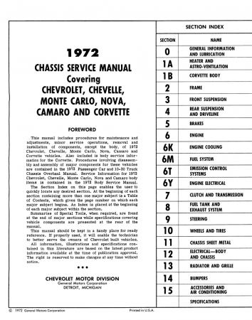 1972 Chevrolet Chassis Service Manual