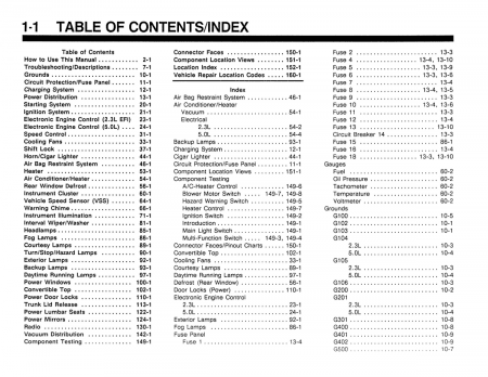 1992 Ford Mustang Electrical & Vacuum Troubleshooting Manual