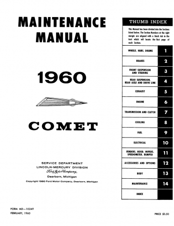 1960 Mercury Comet Maintenance Manual