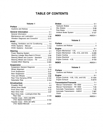 2000 Chevy Silverado / GMC Sierra Truck Service Manual - Tahoe, Yukon, Suburban