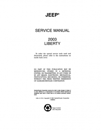 2003 Jeep Liberty Service Manual Service och reparationshandbok