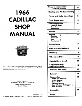 Cadillac servicemanual 1966