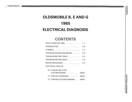 1985 Oldsmobile Electrical Troubleshooting Manual - Cutlass Supreme, Delta 88, Toronado