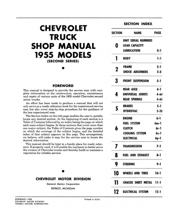 1955 Chevy Truck Shop Manual - 2nd Series