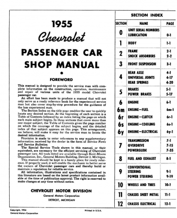 1955 Chevrolet Shop Manual