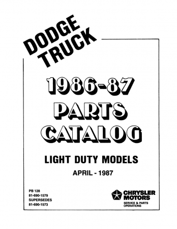 1986-1987 Dodge LD Truck, Ramcharger & Van Parts Catalog