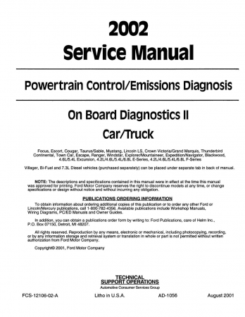 2002 Ford Car & Truck Powertrain Control / Emissions Diagnosis Service Manual