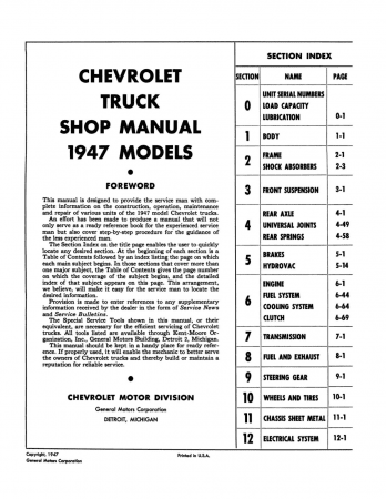 1947 Chevrolet Truck Shop Manual