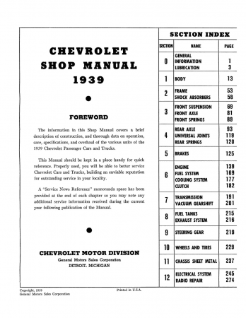 1939 Chevrolet Car and Truck Shop Manual