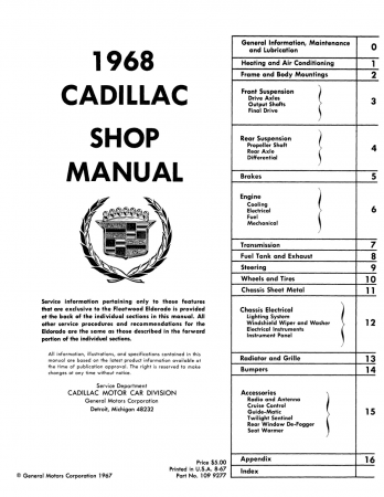 Sevicemanual Cadillac 1968