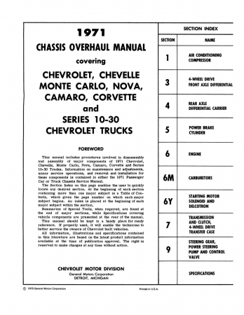 1971 Chevy Chassis Overhaul Manual
