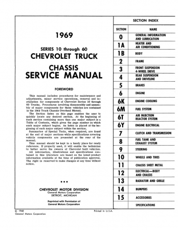 1969 Chevy Truck Chassis Service Manual