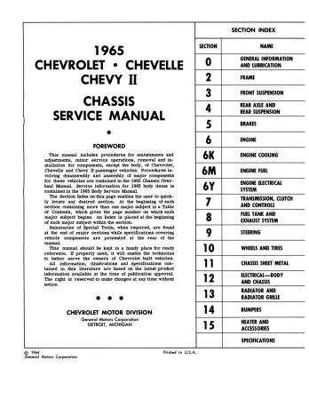 1965 Chevrolet/Chevelle/Chevy II Chassis Service Manual