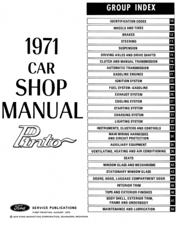 1971 Ford Pinto Shop Manual