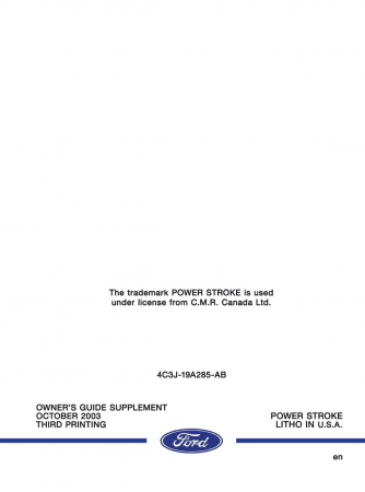 2004 Ford 6.0L Power Stroke Direct Injection Turbo Diesel Instruktionsbok (tilläggsmanual)