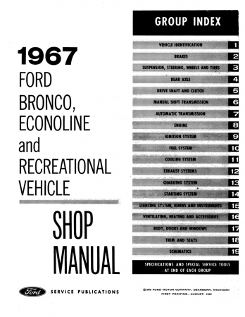 1967 Ford Bronco Econoline Shop Manual