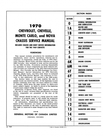 1970 Chevrolet Chassis Service Manual