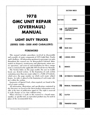 1978 GMC Truck Unit Repair Manual