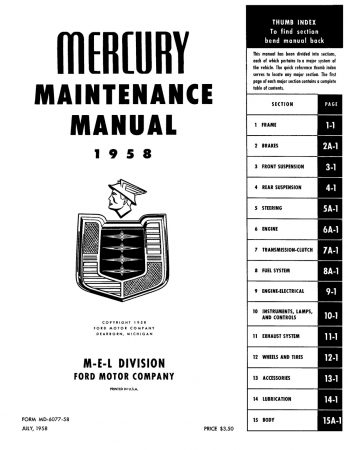 1958 Mercury Maintenance Manual