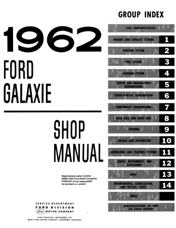 1962-1963 Ford Thunderbird Shop Manual