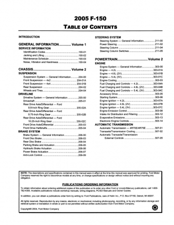 2005 Ford F-150 Truck Workshop Service Manual