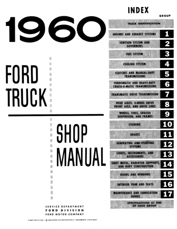 1960 Ford Truck Shop Manual