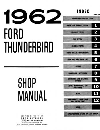 1962-1963 Ford Thunderbird Shop Manual