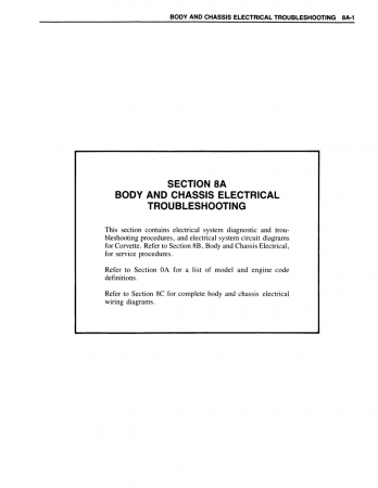 1984 Corvette Electrical Troubleshooting Shop Manual Supplement to 1984 Corvette Shop Manual