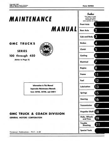 1949 - 1950 GMC Truck 100-450 Maintenance Manual - X-4902