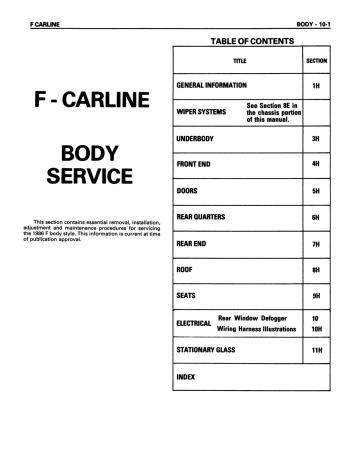 1986 Chevrolet Camaro Shop Manual (Chassis & Body) & Electrical Supplement
