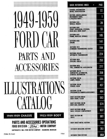 1949-1959 Ford Car Parts & Accessories Text and Illustrated Catalog