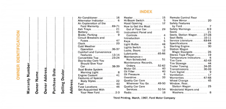 1967 Ford Fairlane & Ranchero Owner's Manual Instruktionsbok i färg