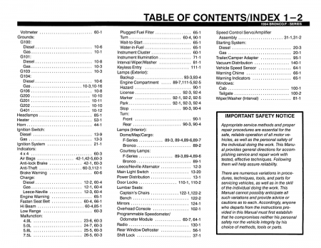 1994 Bronco / F-Series Electrical and Vacuum Troubleshooting Manual