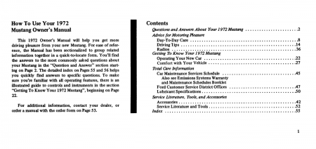 1972 Mustang Owner's Manual
