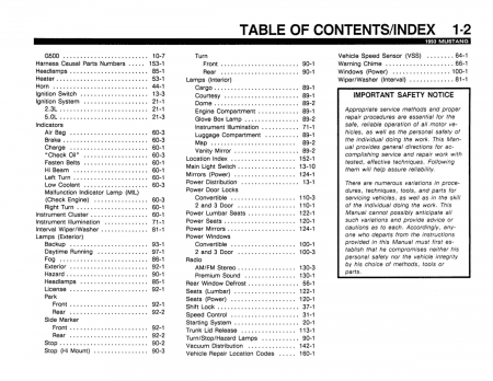 1993 Ford Mustang Electrical & Vacuum Troubleshooting Manual