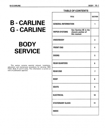 1985 Chevrolet Monte Carlo, El Camino, Impala, Caprice Shop Manual