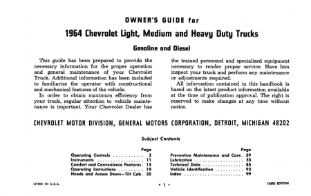 1964 Chevy Truck Instruktionsbok