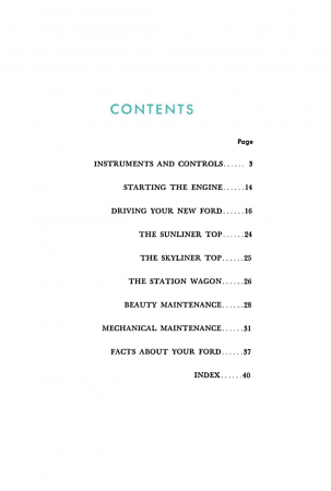 1959 Ford Car Owner's Manual Instruktionsbok
