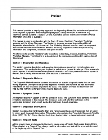 2003 Ford 6.0L Diesel Powertrain Control / Emissions Diagnosis Manual